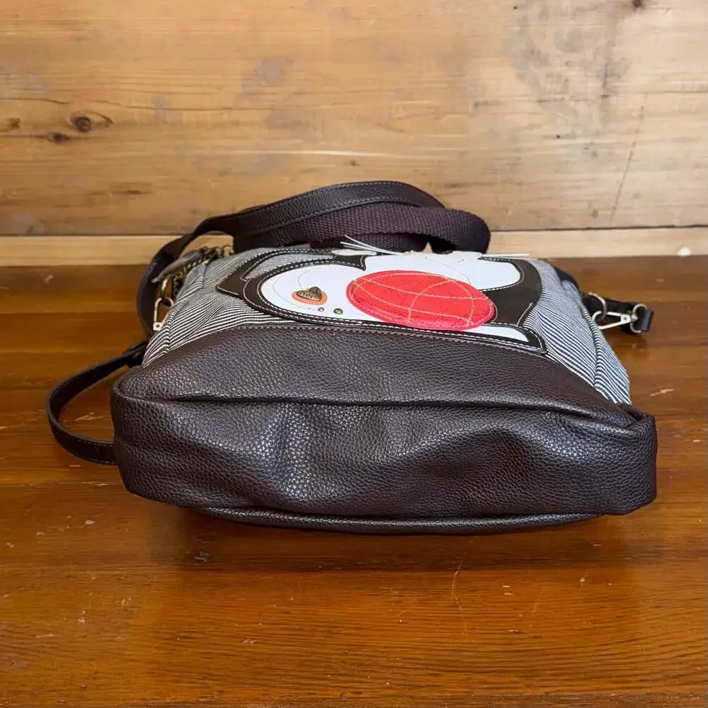Chala Black and White Tuxedo Cat Handbag Tote Purse
